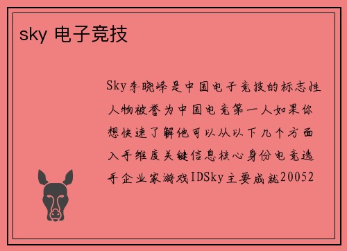 sky 电子竞技